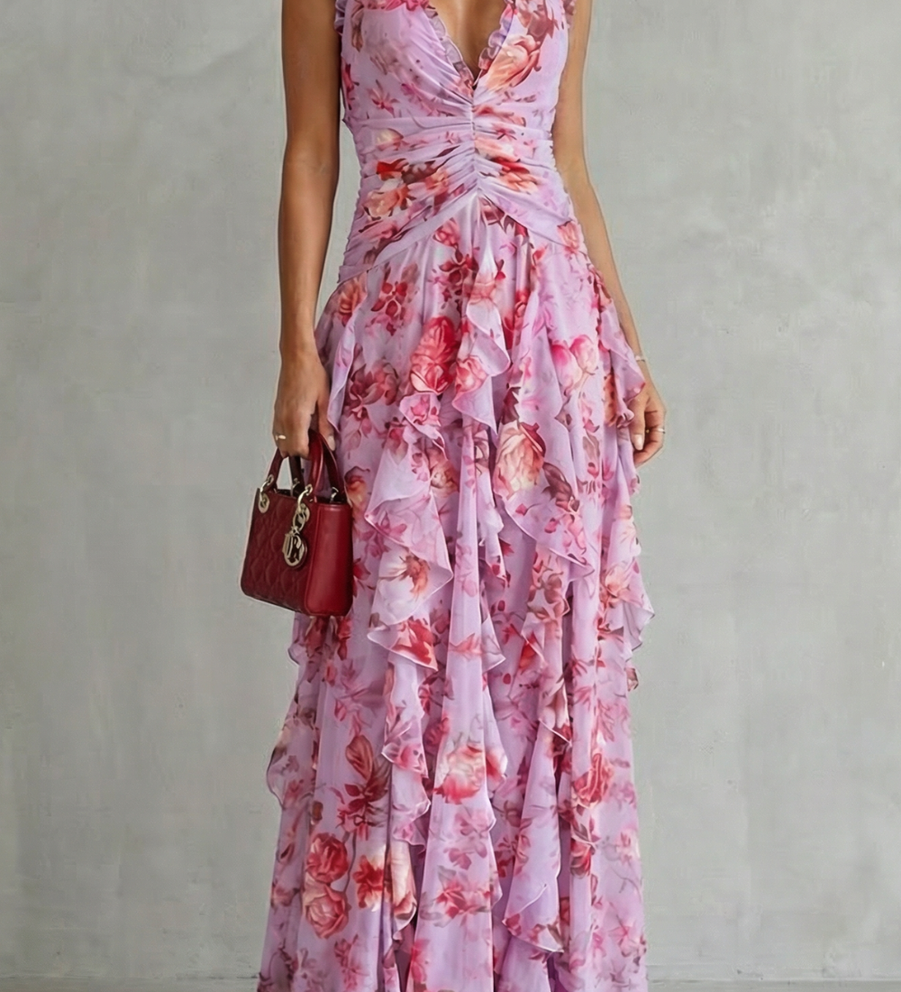 Robe Lunga Elegante con Collo Halter