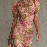 Rosalie™ | Abito Maxi con Stampa di Rose Vintage