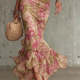 Rosalie™ | Abito Maxi con Stampa di Rose Vintage