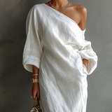 Elise™ | Elegante Abito Maxi a Spalla Unica in Bianco