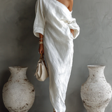 Elise™ | Elegante Abito Maxi a Spalla Unica in Bianco