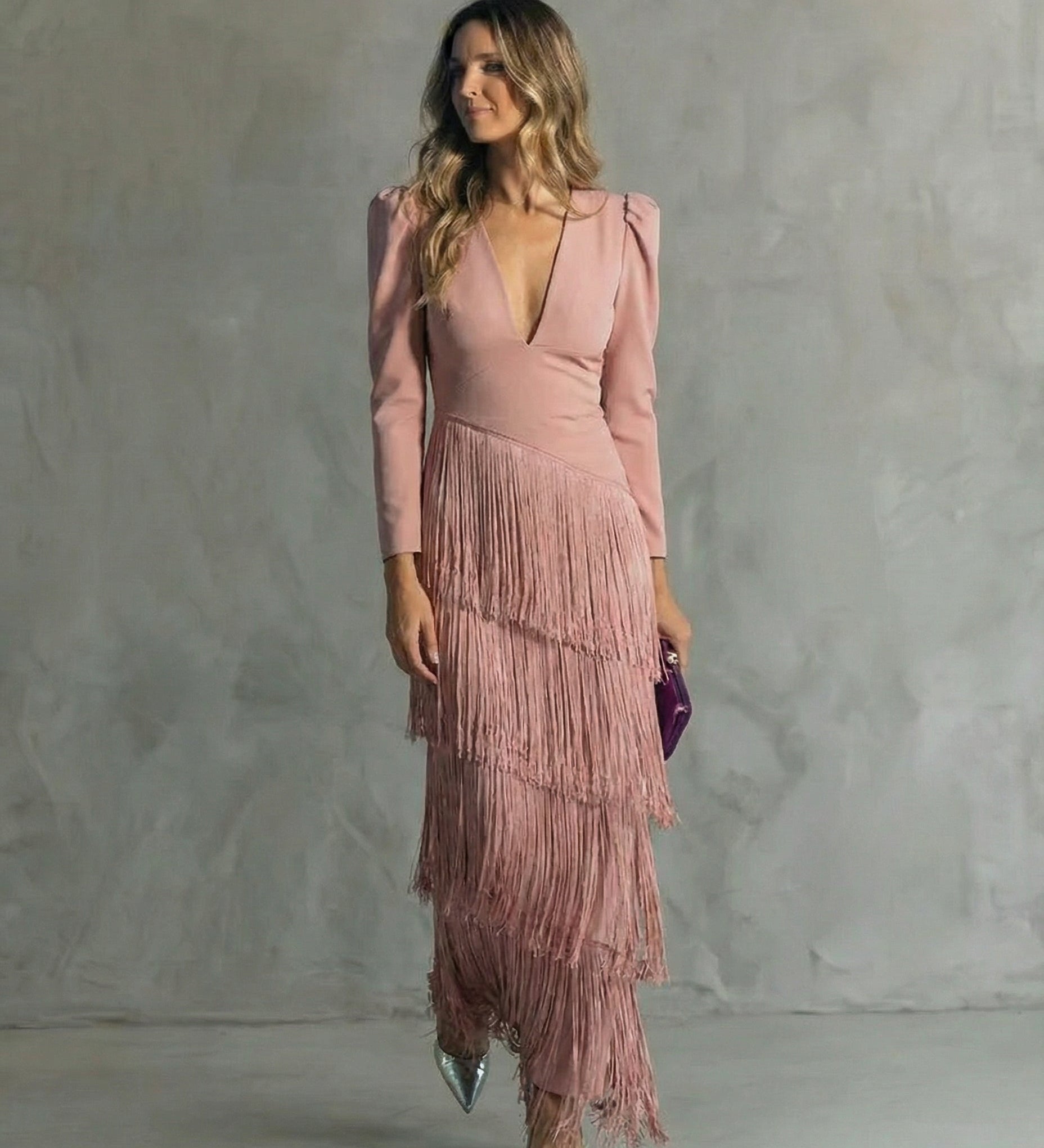 Chiara | Abito Elegante con Maniche a Frange