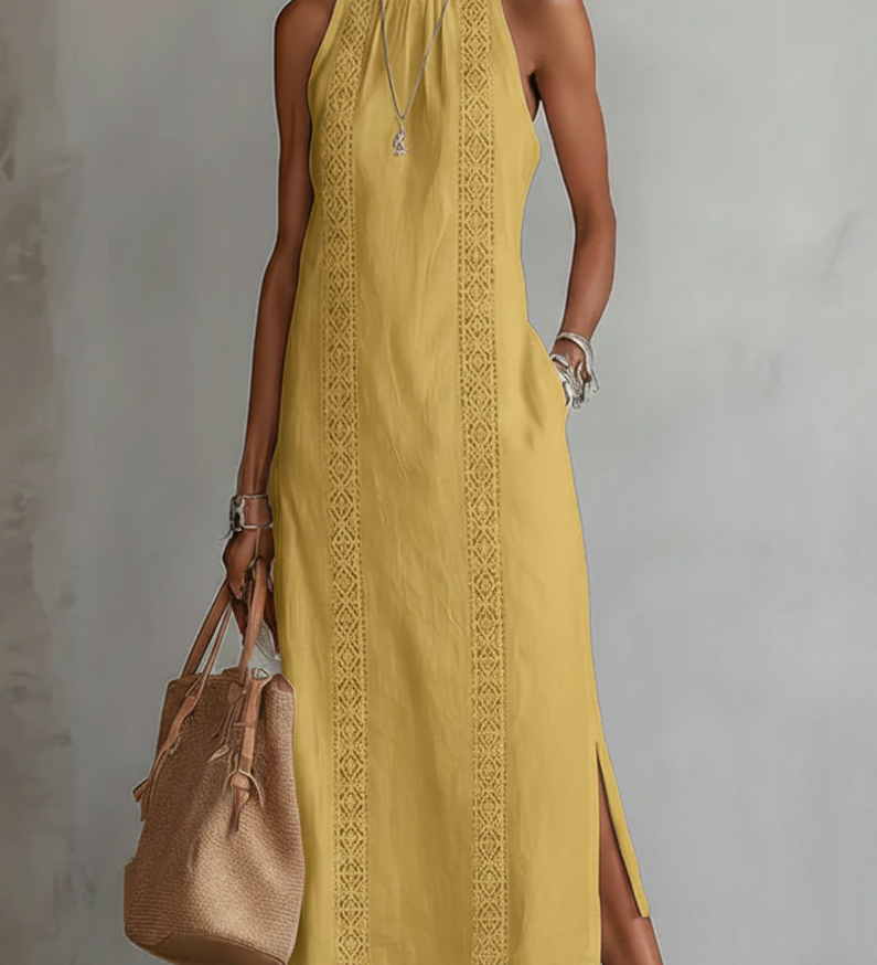 Jimena | Abito Midi con Collo Mao