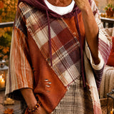 Felpa con cappuccio da donna in patchwork autunnale