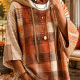 Felpa con cappuccio in patchwork artistico per donna in autunno
