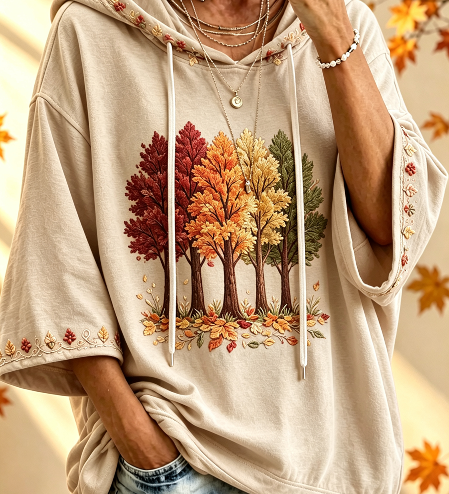 Felpa con cappuccio stampata per donna autunnale